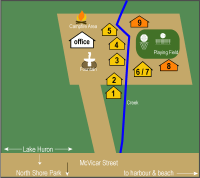 North Shore Cottages site map